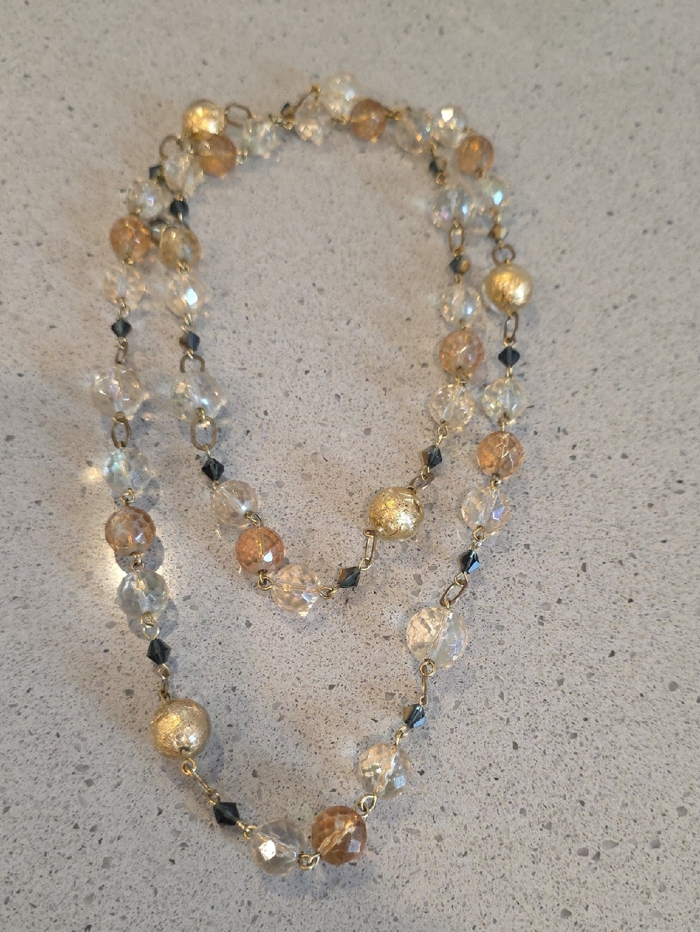 Gold and Clear Beaded Women’s Necklace